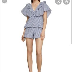 Bcbg striped ruffle romper. New w/o tag